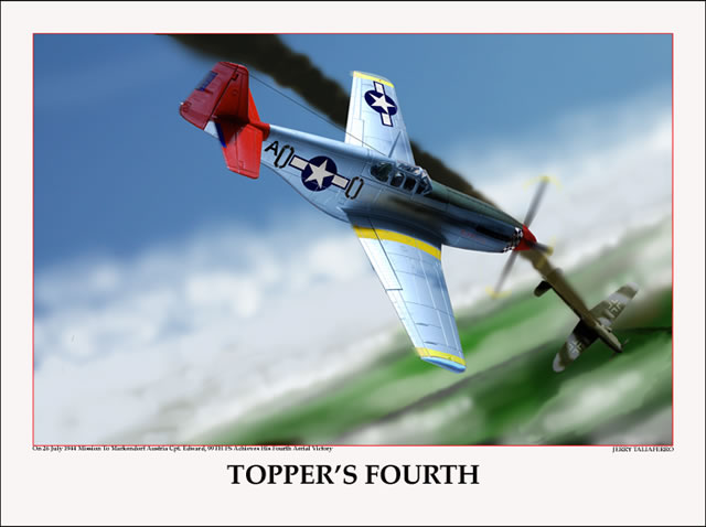 "Topper's Fourth" Tuskegee Airmen P-51 Print by Jerry Taliaferro